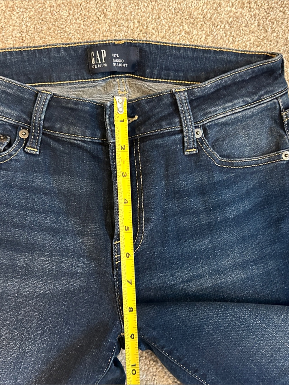 GAP Women's Classic Straight Leg Jeans in Dark Blue Denim - Picture 3 of 7